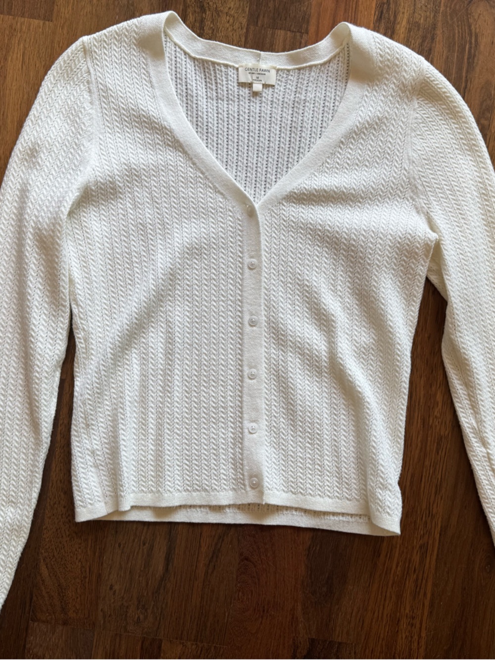 Gentle Fawn White V-Neck Button Cardigan